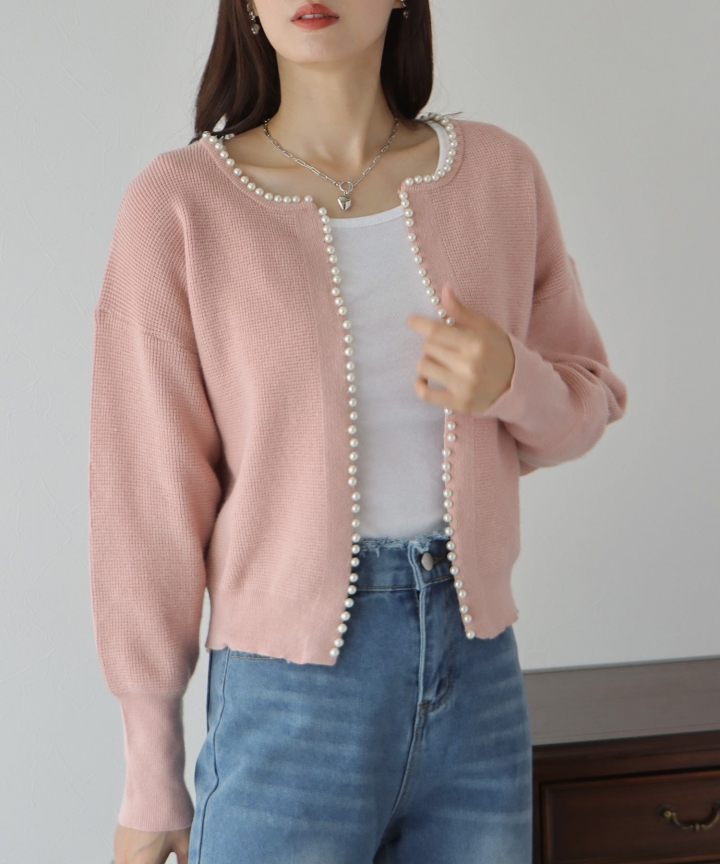 パールデザインニットカーディガン