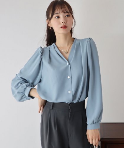 パールドットボタンブラウス【ネコポス】 パールドットボタンブラウス【ネコポス】