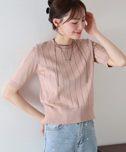 【TIME SALE】5分袖サマーワイドリブニット【ネコポス】 【TIME SALE】5分袖サマーワイドリブニット【ネコポス】