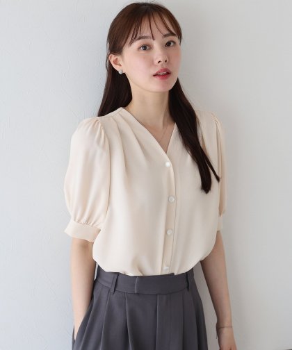 【TIME SALE】パールドットボタンブラウス【ネコポス】 【TIME SALE】パールドットボタンブラウス【ネコポス】