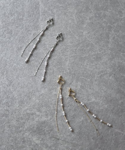 パールロングチェーンピアス&イヤリング【ネコポス】 パールロングチェーンピアス&イヤリング【ネコポス】