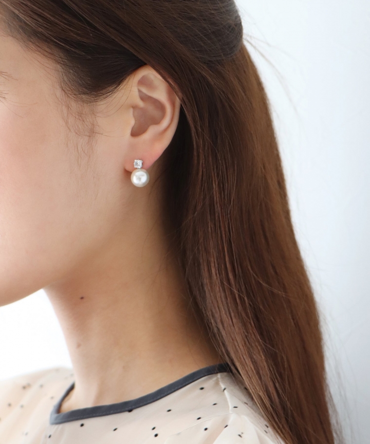 パール＆クリアビジューピアス【ネコポス】