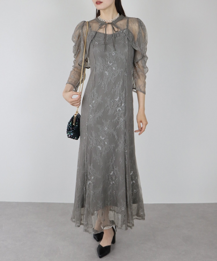 【SALE】ボレロレイヤードレースパーティードレス 【SALE】ボレロレイヤードレースパーティードレス