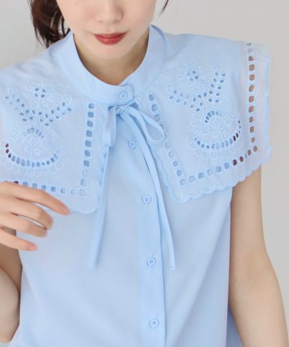 【SALE】ビッグセーラー襟ノースリーブブラウス【ネコポス】 【SALE】ビッグセーラー襟ノースリーブブラウス【ネコポス】