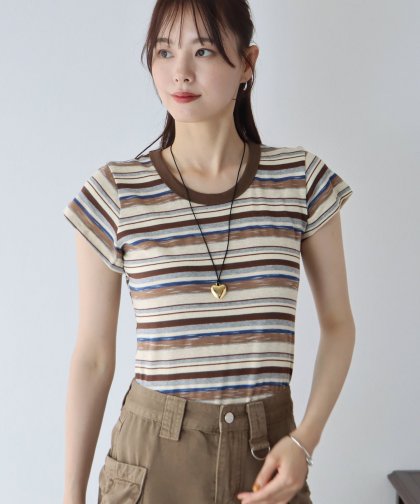 【SALE】マルチボーダー配色Tシャツ【ネコポス】