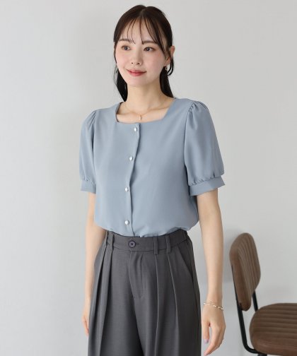 【TIME SALE】パールボタンブラウス【ネコポス】 【TIME SALE】パールボタンブラウス【ネコポス】