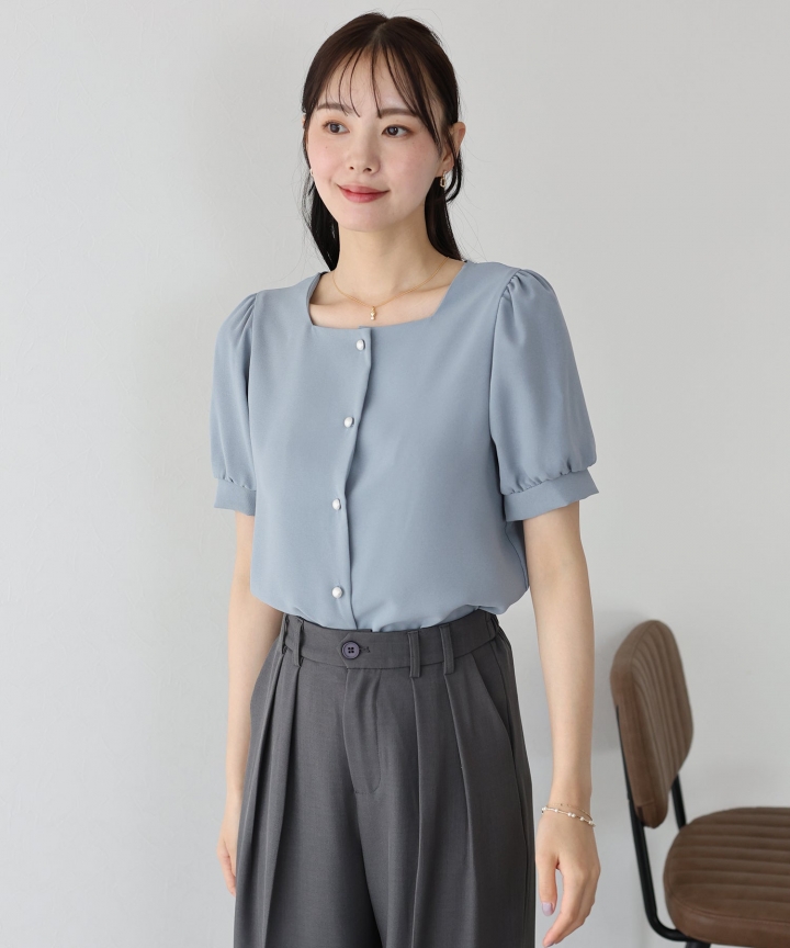 【TIME SALE】パールボタンブラウス【ネコポス】