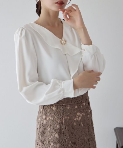 アシメフリル長袖ブラウス【ネコポス】 アシメフリル長袖ブラウス【ネコポス】
