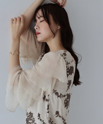 【SALE】KYOTOフロッキーティアードスリーブドレス