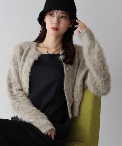 シャギーニットショートカーディガン シャギーニットショートカーディガン