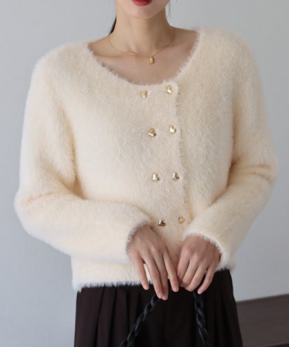 ハートボタンシャギーカーディガン ハートボタンシャギーカーディガン