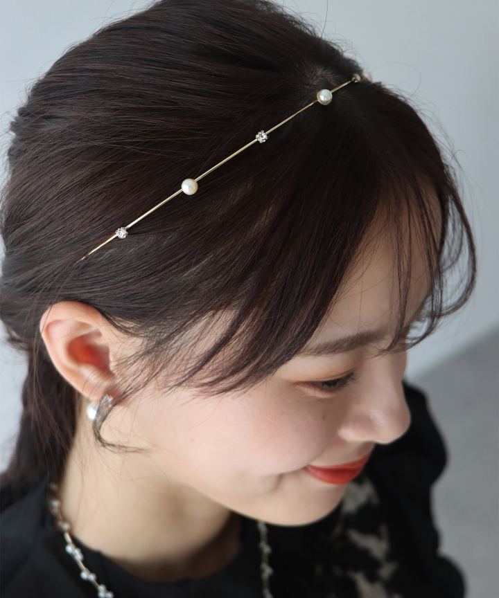 ビジュー&パールカチューシャ【ネコポス】 ビジュー&パールカチューシャ【ネコポス】