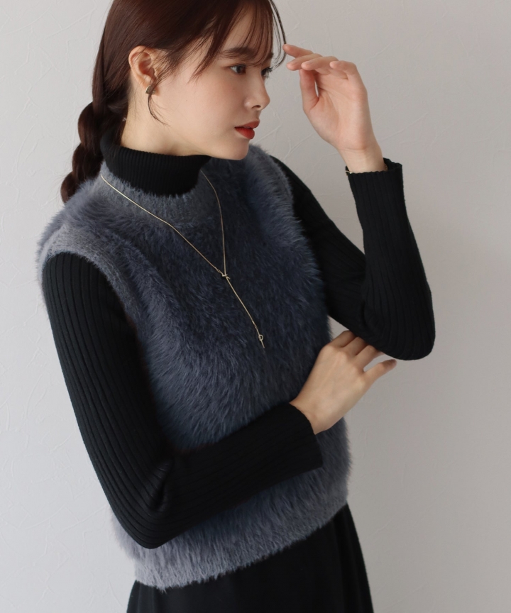 シャギーニットベスト