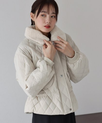 襟ボアキルティングジャケット 襟ボアキルティングジャケット