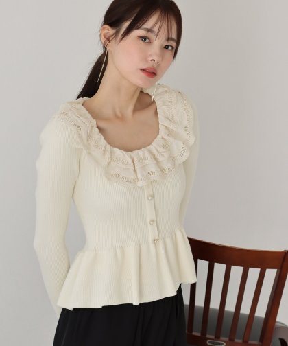 エンブロイダリーレース襟ニット エンブロイダリーレース襟ニット