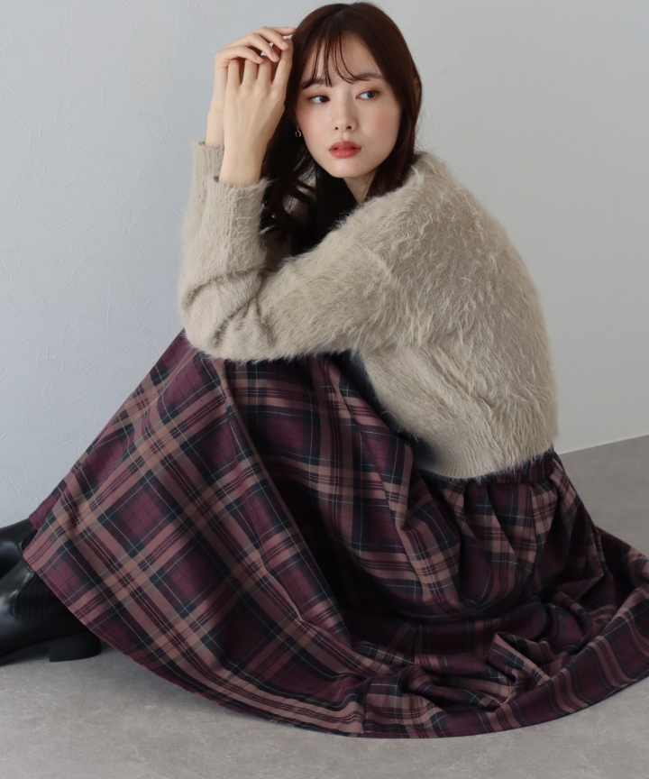 【SALE】丈が選べるチェック柄ロングスカート