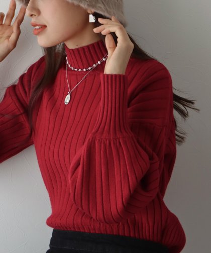 【SALE】ハイネックリブニット 【SALE】ハイネックリブニット