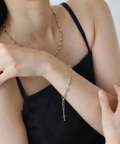 ビーズチェーンブレスレット/ニッケルフリー【ネコポス】 ビーズチェーンブレスレット/ニッケルフリー【ネコポス】