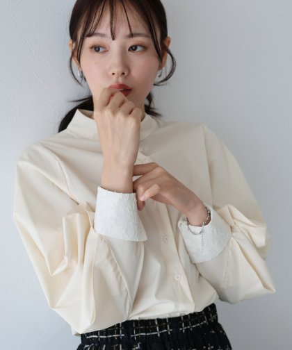 【SALE】カフス切替ボリュームスリーブシャツ【ネコポス】 【SALE】カフス切替ボリュームスリーブシャツ【ネコポス】