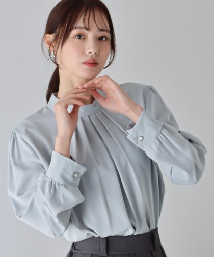 【TIME SALE】ハイネックタックブラウス【ネコポス】 【TIME SALE】ハイネックタックブラウス【ネコポス】