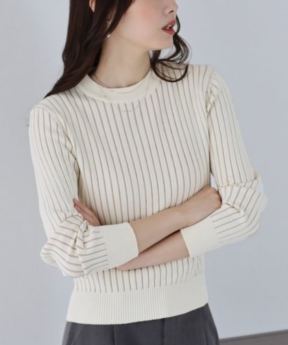 【SALE】配色&無地リブニットトップス 【SALE】配色&無地リブニットトップス