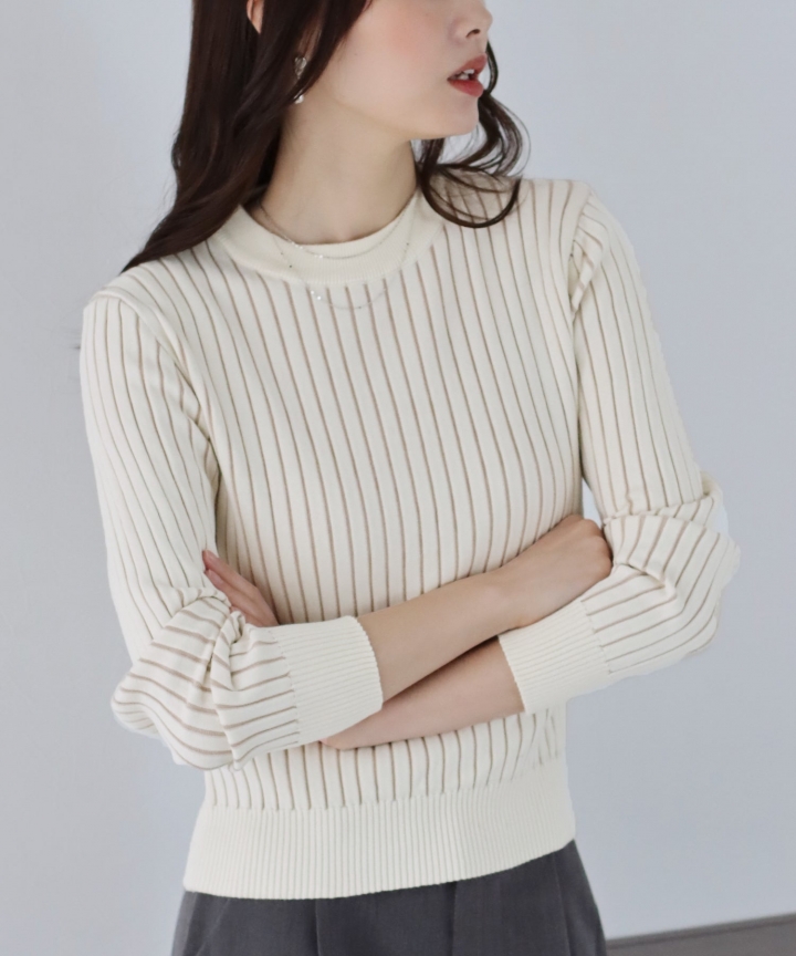 【SALE】配色&無地リブニットトップス 【SALE】配色&無地リブニットトップス
