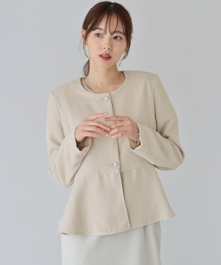 【TIME SALE】ペプラムツイードジャケット