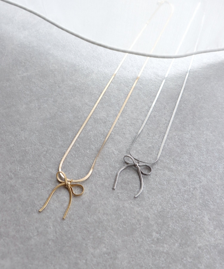 リボンスネークチェーンネックレス【ネコポス】