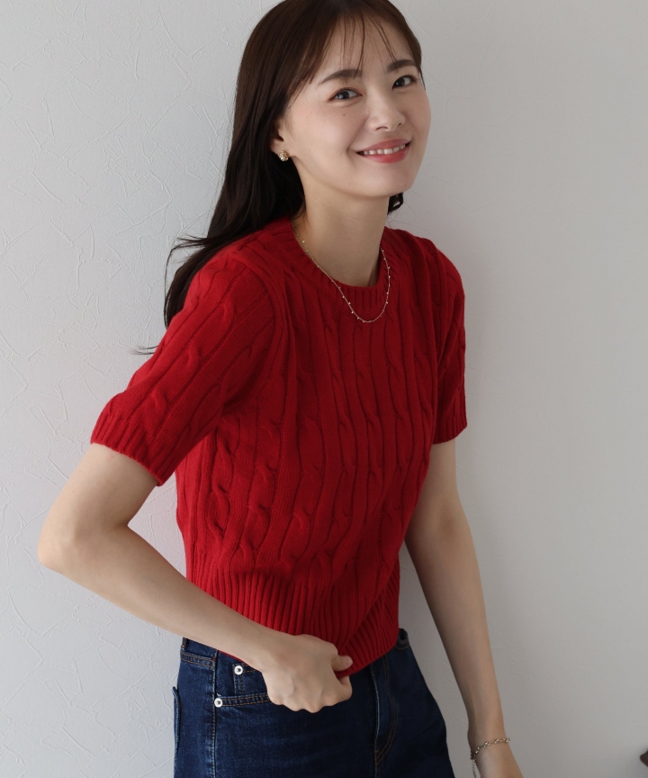 【TIME SALE】半袖ケーブルニット 【TIME SALE】半袖ケーブルニット