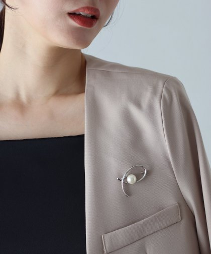 パール付きメタルラインブローチ【ネコポス】 パール付きメタルラインブローチ【ネコポス】