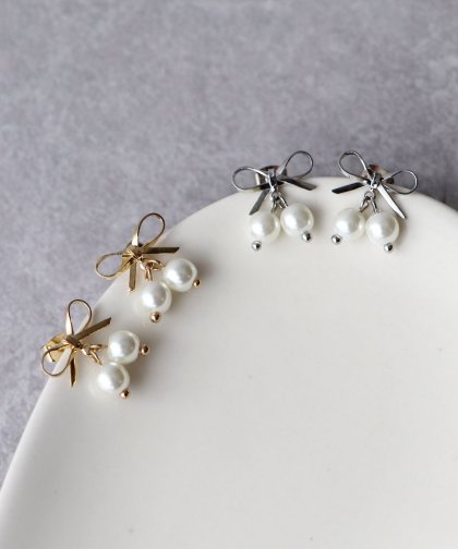 メタルリボン×パールピアス【ネコポス】