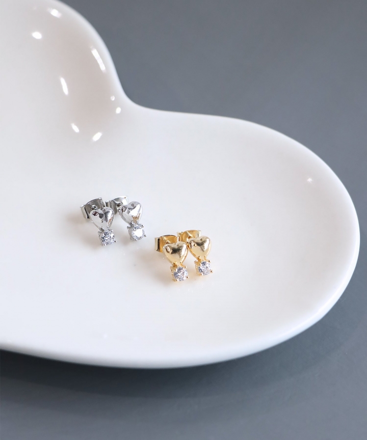 ハート＆クリアビジューピアス【ネコポス】