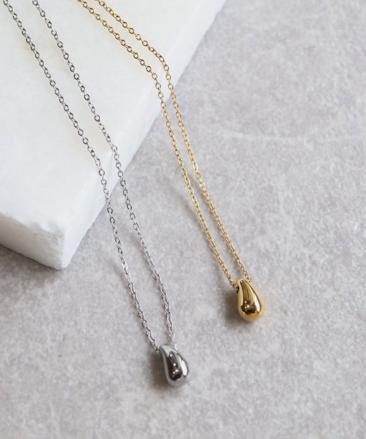 ドロップメタルネックレス / サージカルステンレス【ネコポス】