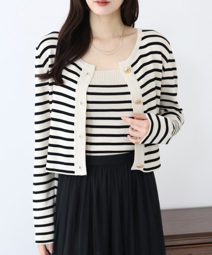 ボーダーカーディガン+キャミソール セット ボーダーカーディガン+キャミソール セット