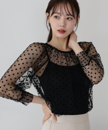 【SALE】ドットフロッキーブラウス 【SALE】ドットフロッキーブラウス