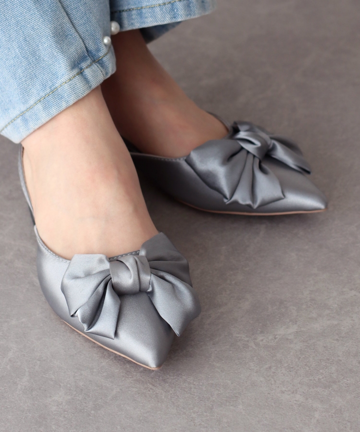 【SALE】リボン付きバックストラップミュール