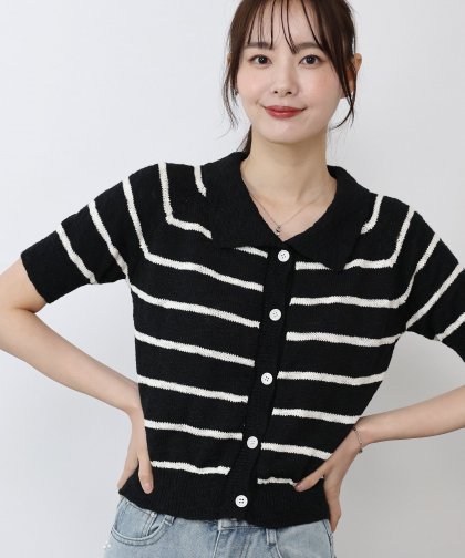 【SALE】ボーダーポロニット