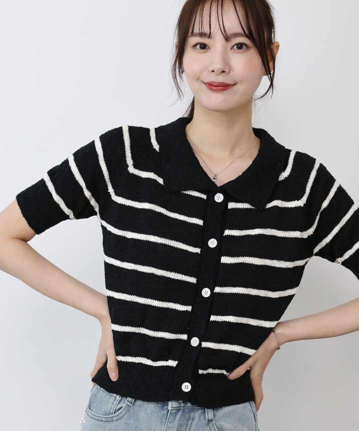 【SALE】ボーダーポロニット