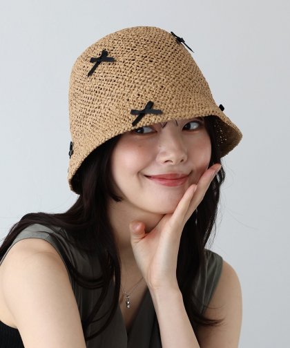 【SALE】リボン付ペーパークローシュハット 【SALE】リボン付ペーパークローシュハット