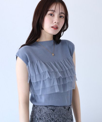 フリルチュールレイヤードニット【ネコポス】 フリルチュールレイヤードニット【ネコポス】