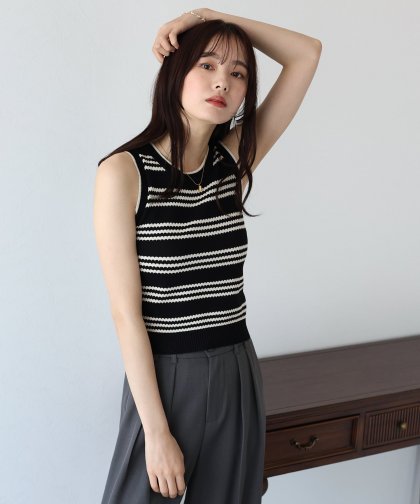 【SALE】ボーダーノースリニット【ネコポス】 【SALE】ボーダーノースリニット【ネコポス】