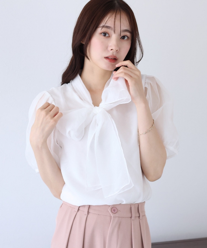 【SALE】シアーボウタイブラウス【ネコポス】