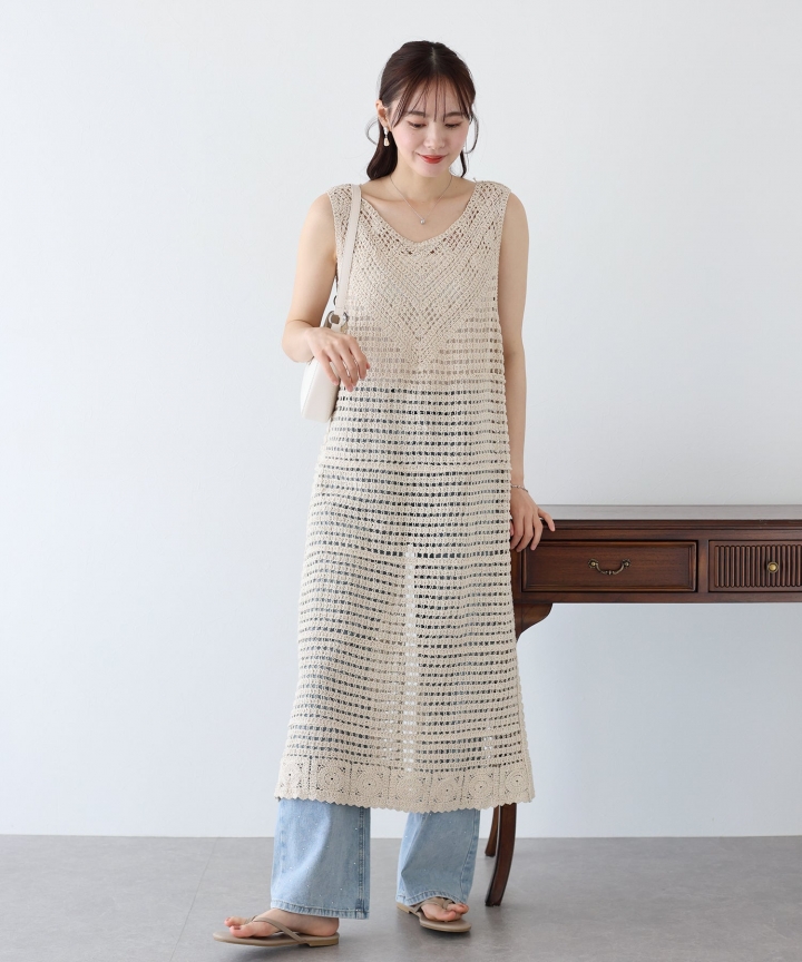 クロシェレースロングベスト