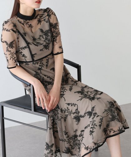 【TIME SALE】バイカラー刺繍レースパーティードレス 【TIME SALE】バイカラー刺繍レースパーティードレス