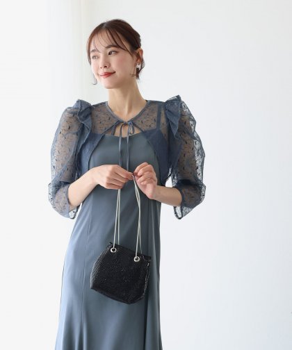 【TIME SALE】フリルレースボレロ×マーメイドワンピースドレス 【TIME SALE】フリルレースボレロ×マーメイドワンピースドレス