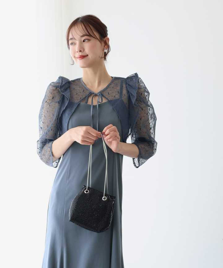 【TIME SALE】フリルレースボレロ×マーメイドワンピースドレス 【TIME SALE】フリルレースボレロ×マーメイドワンピースドレス