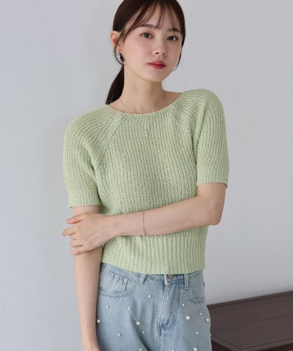 【SALE】半袖サマーニットトップス【ネコポス】