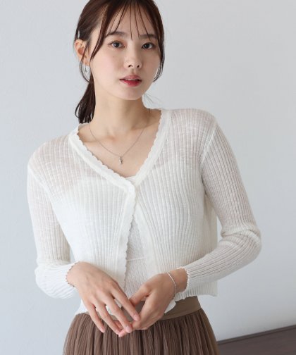 クロップドシアーカーディガン【ネコポス】 クロップドシアーカーディガン【ネコポス】