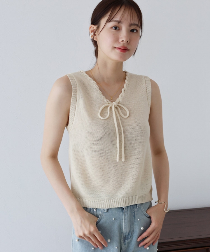 【SALE】リボンノースリサマーニット【ネコポス】