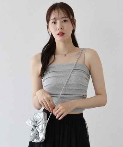 【SALE】カップ付きギャザーキャミソール【ネコポス】 【SALE】カップ付きギャザーキャミソール【ネコポス】